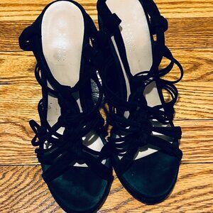 Barneys New York women's black wegde heels